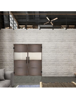 Pendeltür Loft Rosteisen Genietet 26 Blickdicht