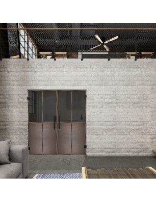Pendeltür Loft Rosteisen Genietet 20 Auf Grauglas