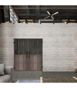 Pendeltür Loft Rosteisen Genietet 24 Auf Grauglas
