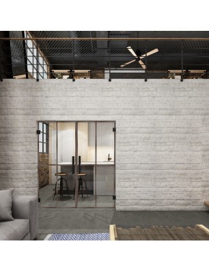 Pendeltür Loft Rosteisen Genietet 08 Auf Klarglas