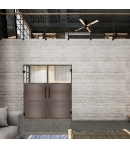 Pendeltür Loft Rosteisen Genietet 15 Auf Klarglas