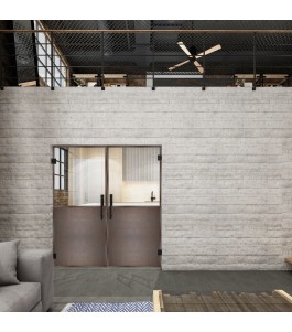 Pendeltür Loft Rosteisen Genietet 16 Auf Klarglas