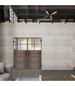 Pendeltür Loft Rosteisen Genietet 17 Auf Klarglas