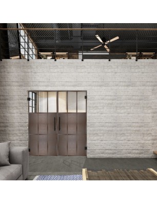 Pendeltür Loft Rosteisen Genietet 23 Auf Klarglas