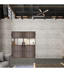 Pendeltür Loft Rosteisen Genietet 29 Auf Klarglas