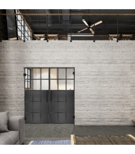 Pendeltür Loft Schwarzeisen Genietet 21 Auf Klarglas