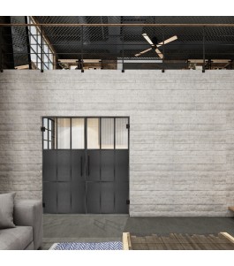 Pendeltür Loft Schwarzeisen Genietet 23 Auf Klarglas