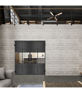 Pendeltür Loft Schwarzeisen Genietet 30 Auf Klarglas