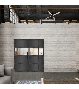 Pendeltür Loft Schwarzeisen Genietet 32 Auf Klarglas
