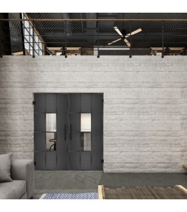 Pendeltür Loft Schwarzeisen Genietet 35 Auf Klarglas