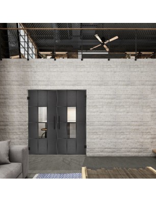 Pendeltür Loft Schwarzeisen Genietet 35 Auf Klarglas