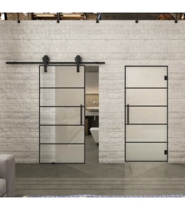 Pendeltür Loft Schwarzlack 01 Blickdicht - modernes Zuhause