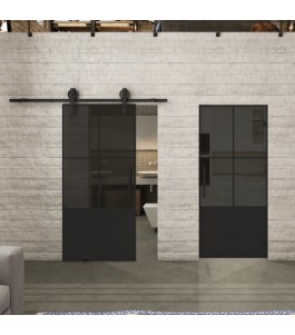 Pendeltür Loft Schwarzlack 36 Auf Grauglas-modernes Zuhause