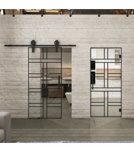 Pendeltür Loft Schwarzlack 13 Auf Klarglas-modernes Zuhause