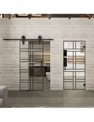 Pendeltür Loft Schwarzlack 13 Auf Klarglas-modernes Zuhause