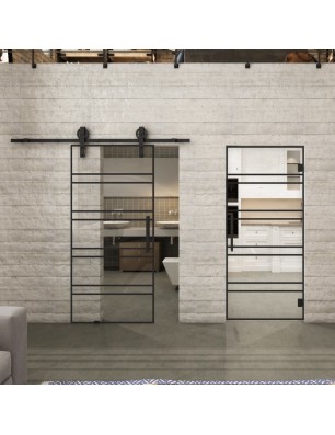 Pendeltür Loft Schwarzlack 16 Auf Klarglas-modernes Zuhause