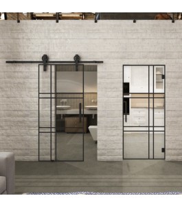 Pendeltür Loft Schwarzlack 20 Auf Klarglas-modernes Zuhause