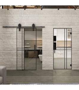 Pendeltür Loft Schwarzlack 21 Auf Klarglas-modernes Zuhause