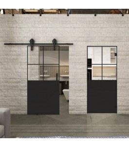 Pendeltür Loft Schwarzlack 24 Auf Klarglas-modernes Zuhause