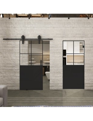 Pendeltür Loft Schwarzlack 24 Auf Klarglas-modernes Zuhause