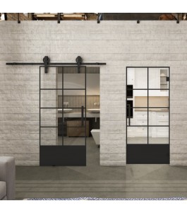 Pendeltür Loft Schwarzlack 34 Auf Klarglas-modernes Zuhause
