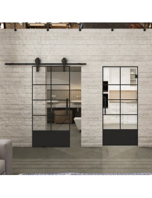 Pendeltür Loft Schwarzlack 34 Auf Klarglas-modernes Zuhause
