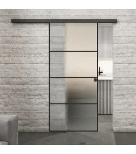 Glasschiebetür BLACK-LINE Loft Schwarzlack 02 Blickdicht