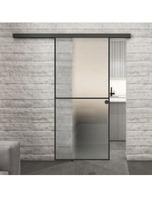 Glasschiebetür BLACK-LINE Loft Schwarzlack 04 Blickdicht