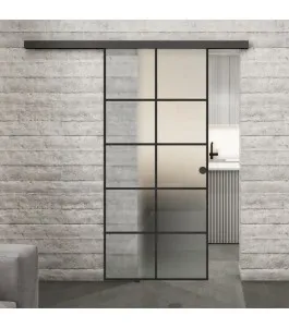 Glasschiebetür BLACK-LINE Loft Schwarzlack 05 Blickdicht