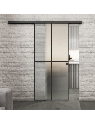 Glasschiebetür BLACK-LINE Loft Schwarzlack 08 Blickdicht