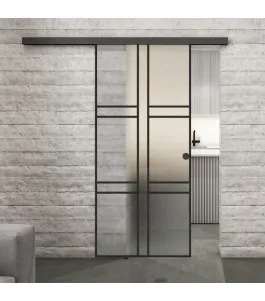 Glasschiebetür BLACK-LINE Loft Schwarzlack 14 Blickdicht