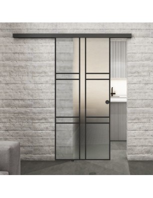 Glasschiebetür BLACK-LINE Loft Schwarzlack 14 Blickdicht