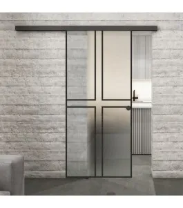 Glasschiebetür BLACK-LINE Loft Schwarzlack 15 Blickdicht