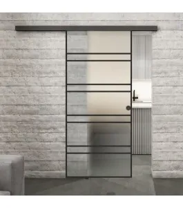 Glasschiebetür BLACK-LINE Loft Schwarzlack 16 Blickdicht
