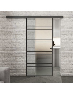 Glasschiebetür BLACK-LINE Loft Schwarzlack 16 Blickdicht