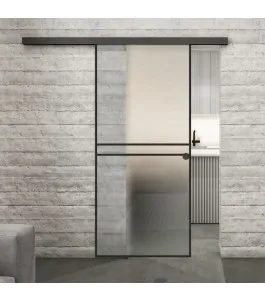 Glasschiebetür BLACK-LINE Loft Schwarzlack 18 Blickdicht