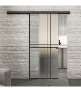 Glasschiebetür BLACK-LINE Loft Schwarzlack 21 Blickdicht