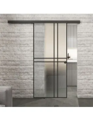 Glasschiebetür BLACK-LINE Loft Schwarzlack 21 Blickdicht