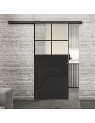Glasschiebetür BLACK-LINE Loft Schwarzlack 23 Blickdicht
