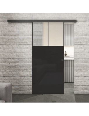 Glasschiebetür BLACK-LINE Loft Schwarzlack 25 Blickdicht