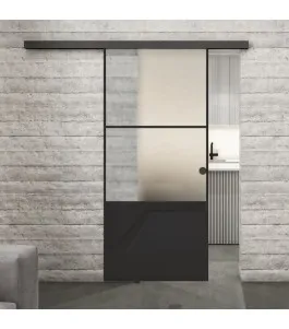 Glasschiebetür BLACK-LINE Loft Schwarzlack 33 Blickdicht