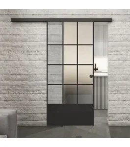 Glasschiebetür BLACK-LINE Loft Schwarzlack 37 Blickdicht