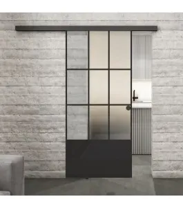 Glasschiebetür BLACK-LINE Loft Schwarzlack 38 Blickdicht