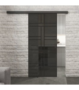 Glasschiebetür BLACK-LINE Loft Schwarzlack 13 Auf Grauglas