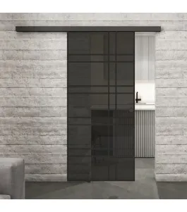 Glasschiebetür BLACK-LINE Loft Schwarzlack 19 Auf Grauglas