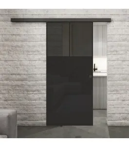 Glasschiebetür BLACK-LINE Loft Schwarzlack 25 Auf Grauglas