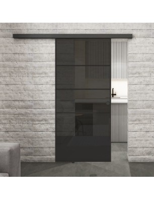 Glasschiebetür BLACK-LINE Loft Schwarzlack 31 Auf Grauglas
