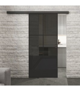 Glasschiebetür BLACK-LINE Loft Schwarzlack 36 Auf Grauglas