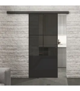 Glasschiebetür BLACK-LINE Loft Schwarzlack 36 Auf Grauglas