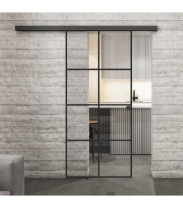 Glasschiebetür BLACK-LINE Loft Schwarzlack 06 Auf Klarglas
